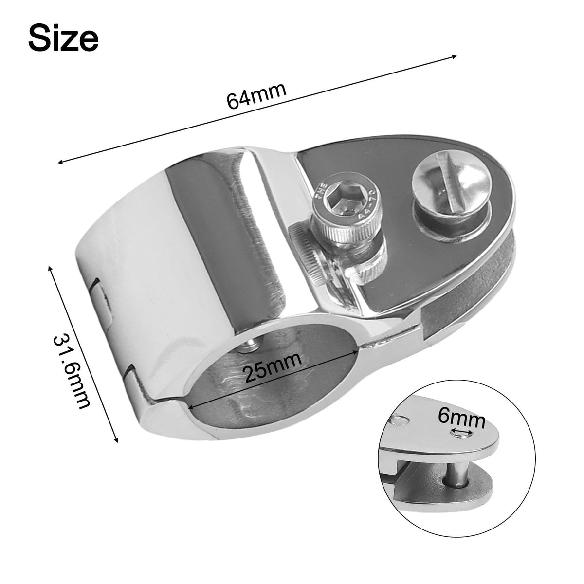 316 Stainless Steel Bimini Top Hinged Jaw Slide Rail Mount For 1 Inch Marine Tubing Accessories Boat Hardware 22Mm 25Mm 25Mm 25 mm