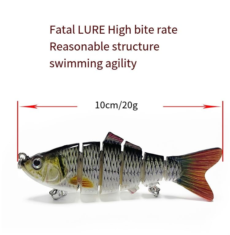 6 Segment Swimbait Fishing Lure, Jointed Hard Bait with Realistic Action for Freshwater Bass Trout and Predator Fishing