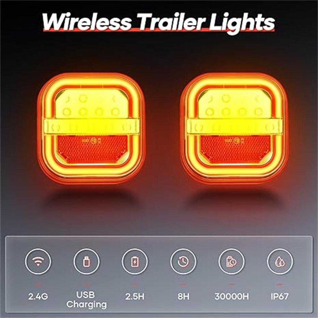 Trailer Lights,Boat Trailer Lights,Wireless ,LED Rear Tail Lights Dynamic Stop Brake Indicator Lamp Trailer ,Utility Boat Trailer, Reflective