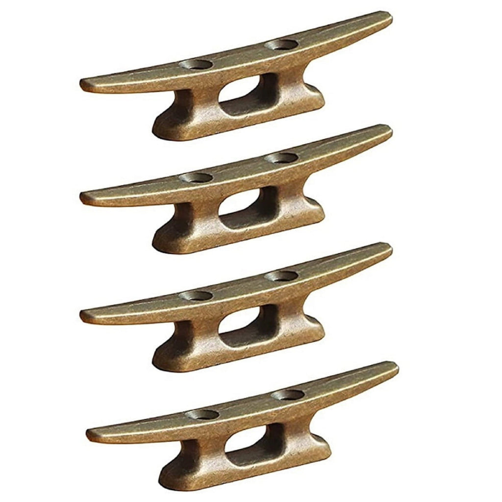 4 Pieces Boat Dock Cleats Rope Cleat Marine Cleats Iron Boat Cleats with Hardware ldeal for Deck, Nautical, Bronze, 5.1 x 10.2 x 1.8 cm