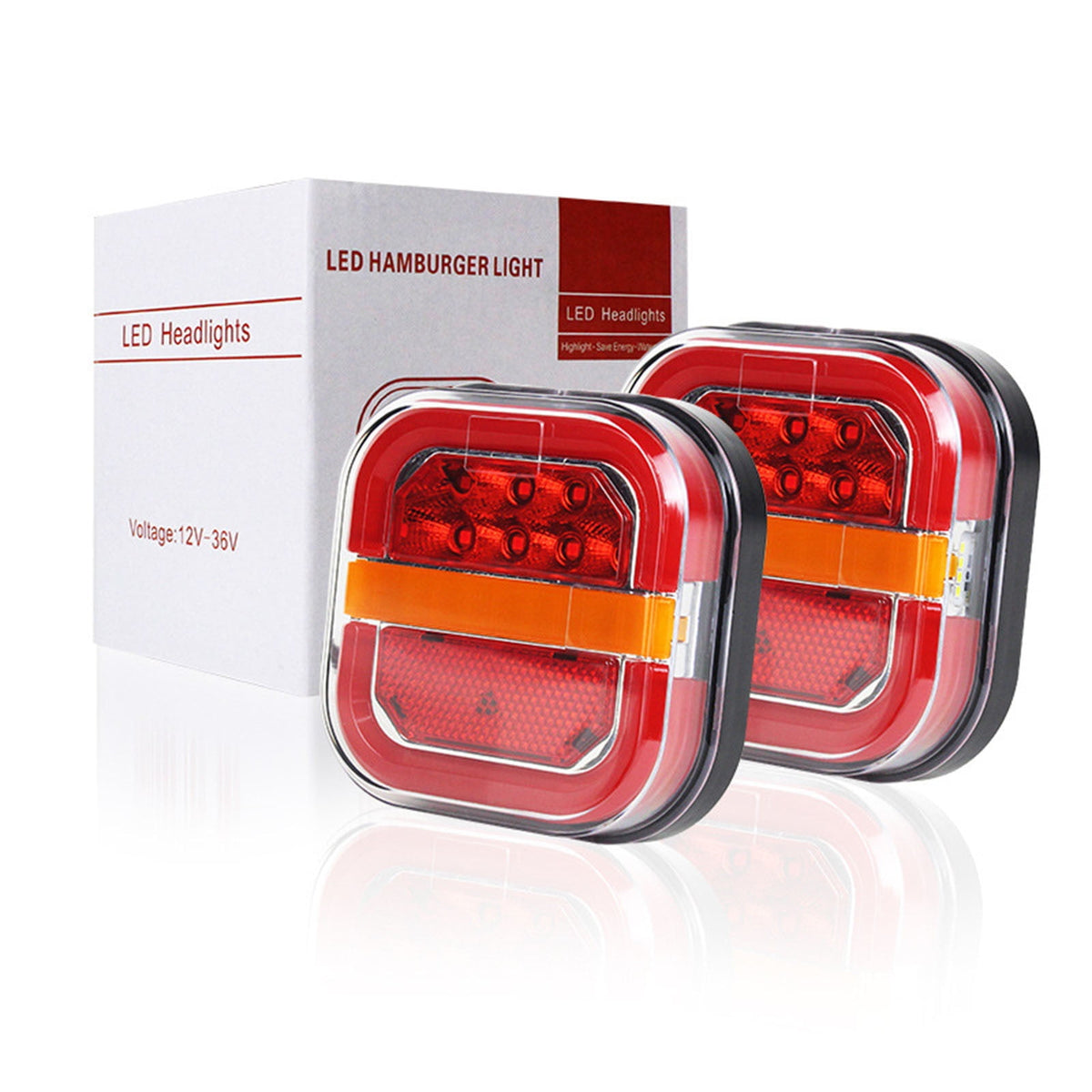 2 Pieces LED Trailer Brake Lights, Waterproof Rear Tail Light Kit with Brake and Turn Signals for Trucks, Trailers and Towing