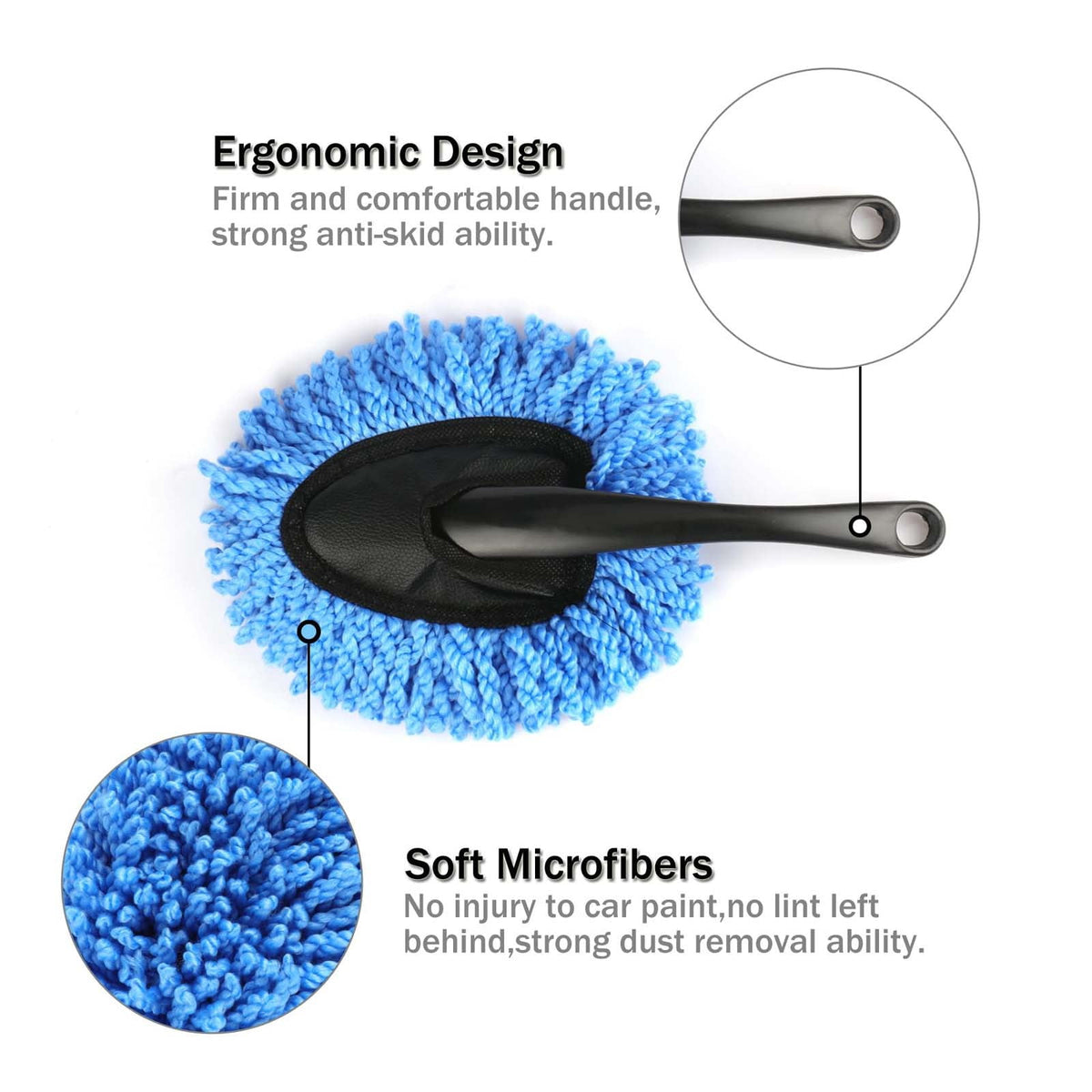 1 Piece Car Dash Duster Brush, Super Soft Microfiber Multi-Functional Car Cleaning Brush, Scratch Free Dash Dusting Tool with a, Blue, 33.8 x 19.1 cm