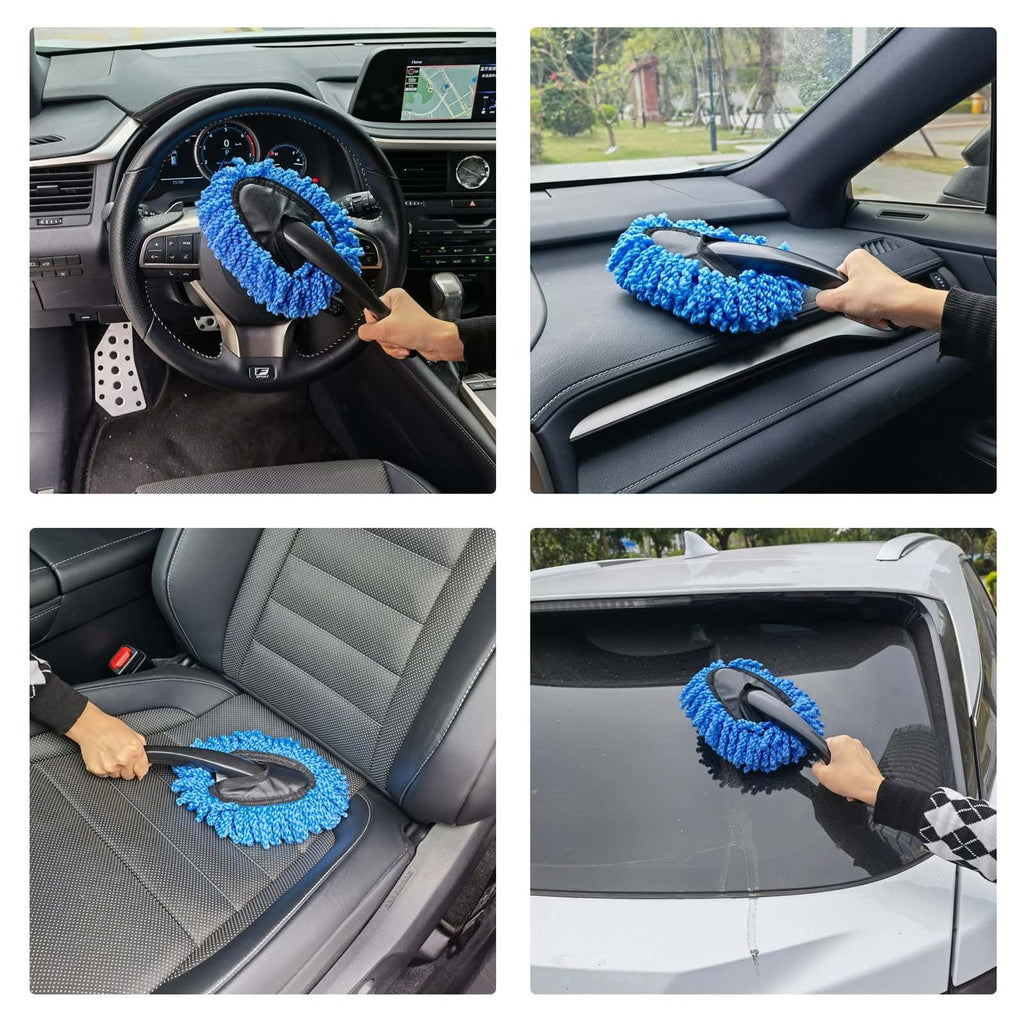 1 Piece Car Dash Duster Brush, Super Soft Microfiber Multi-Functional Car Cleaning Brush, Scratch Free Dash Dusting Tool with a, Blue, 33.8 x 19.1 cm