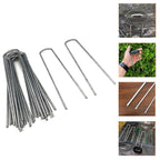 20 Pack Garden Stakes, galvanized steel landscape staples for tents lawns fences weed barrier fabric and ground anchoring, Silver, 3.94 x 1.57 inches