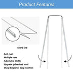 20 Pack Garden Stakes, galvanized steel landscape staples for tents lawns fences weed barrier fabric and ground anchoring, Silver, 3.94 x 1.57 inches