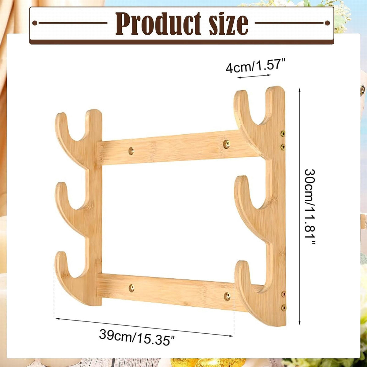 1 Piece Bow Rack, Wall Mount Sword Holder, Wooden Wall Mount Bow Hanger Heavy Duty Archery Bows Wall Holder for, Beige, 39 x 30 x 4 cm
