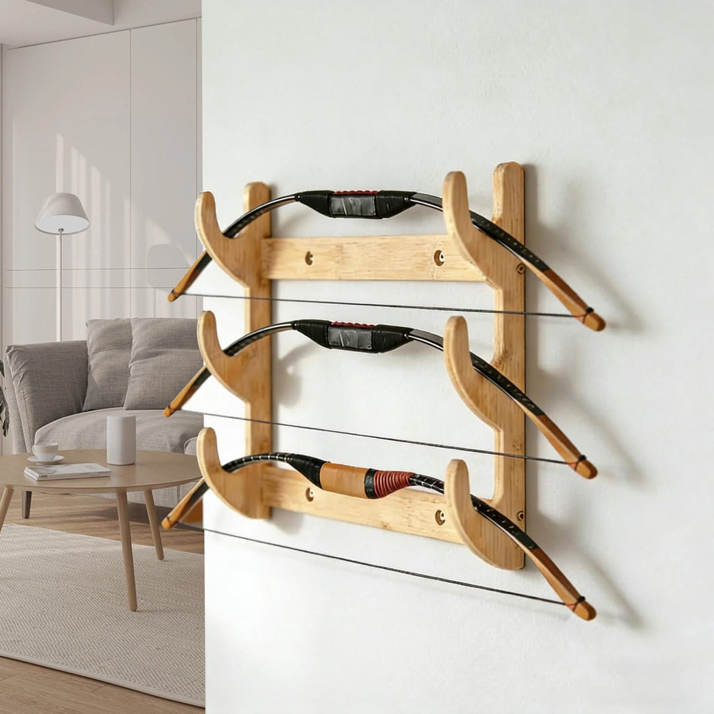 1 Piece Bow Rack, Wall Mount Sword Holder, Wooden Wall Mount Bow Hanger Heavy Duty Archery Bows Wall Holder for, Beige, 39 x 30 x 4 cm