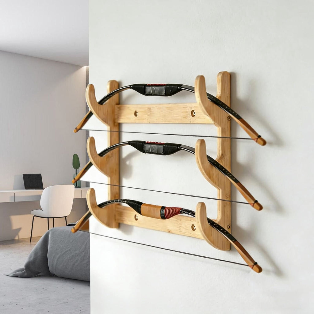 1 Piece Bow Rack, Wall Mount Sword Holder, Wooden Wall Mount Bow Hanger Heavy Duty Archery Bows Wall Holder for, Beige, 39 x 30 x 4 cm