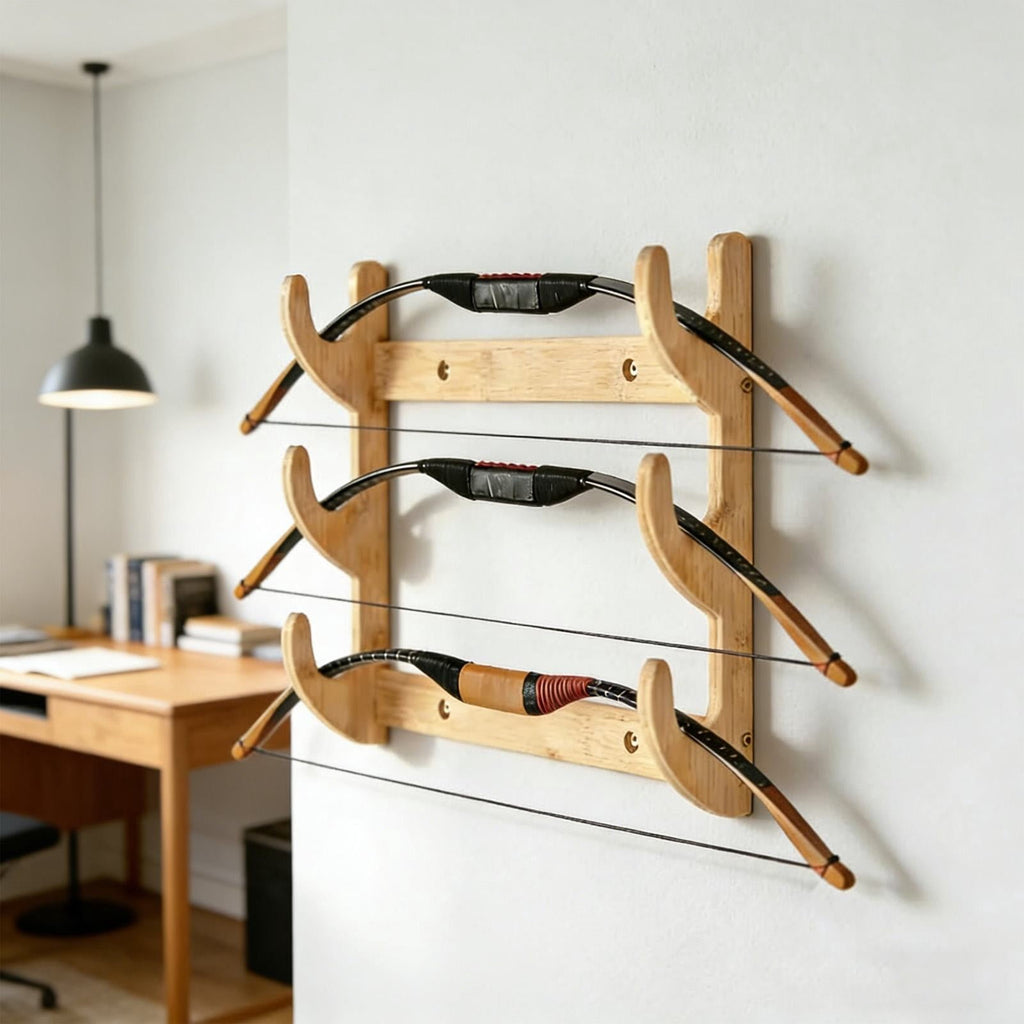 1 Piece Bow Rack, Wall Mount Sword Holder, Wooden Wall Mount Bow Hanger Heavy Duty Archery Bows Wall Holder for, Beige, 39 x 30 x 4 cm
