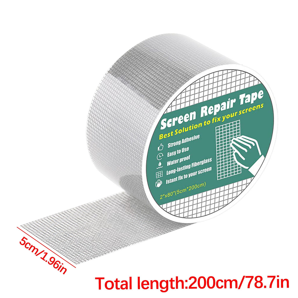 Mosquito Screen Repair Tape, Self Adhesive Fiberglass Mesh Patch for Door Window RV and Tent Screens, Fix for Rips and Tears, Gray, 5 x 200 cm