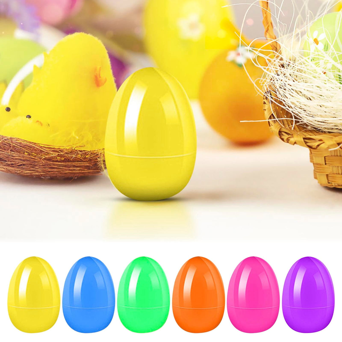Fillable Easter Eggs 2.3 Inch, Bright Plastic Empty Surprise Eggs, for Easter Egg Hunts Party Favors, Random Colors, DIY Fillable Eggs, for Holiday Birthday Decorations,1Pc Multicolor