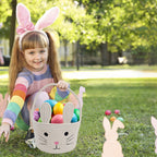 Easter Basket for Boys Girls Easter Bunny Basket with Rabbit Ears, Easter Egg Hunting Basket Easter Baskets for Kids Babies First Easter Gifts A