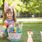 Easter Basket for Boys Girls Easter Bunny Basket with Rabbit Ears, Easter Egg Hunting Basket Easter Baskets for Kids Babies First Easter Gifts D