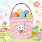 Easter Basket for Boys Girls Easter Bunny Basket with Rabbit Ears, Easter Egg Hunting Basket Easter Baskets for Kids Babies First Easter Gifts E