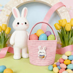 Easter Basket for Boys Girls Easter Bunny Basket with Rabbit Ears, Easter Egg Hunting Basket Easter Baskets for Kids Babies First Easter Gifts E
