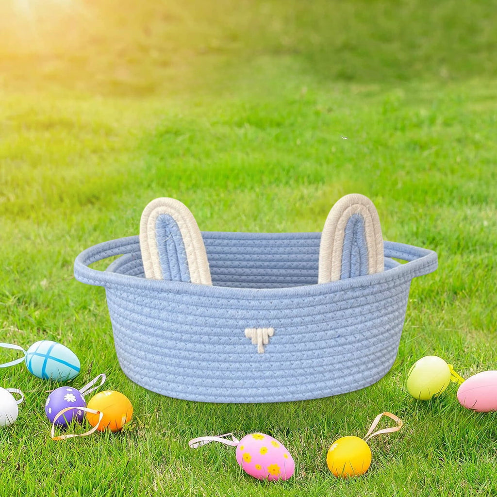 Adorable Easter Bunny Basket for Kids - Perfect Easter Gift, Cute Easter Bucket Bags with Rabbit Ears for Easter Eggs Hunting, Affordable & Festive Spring Decor As Show A