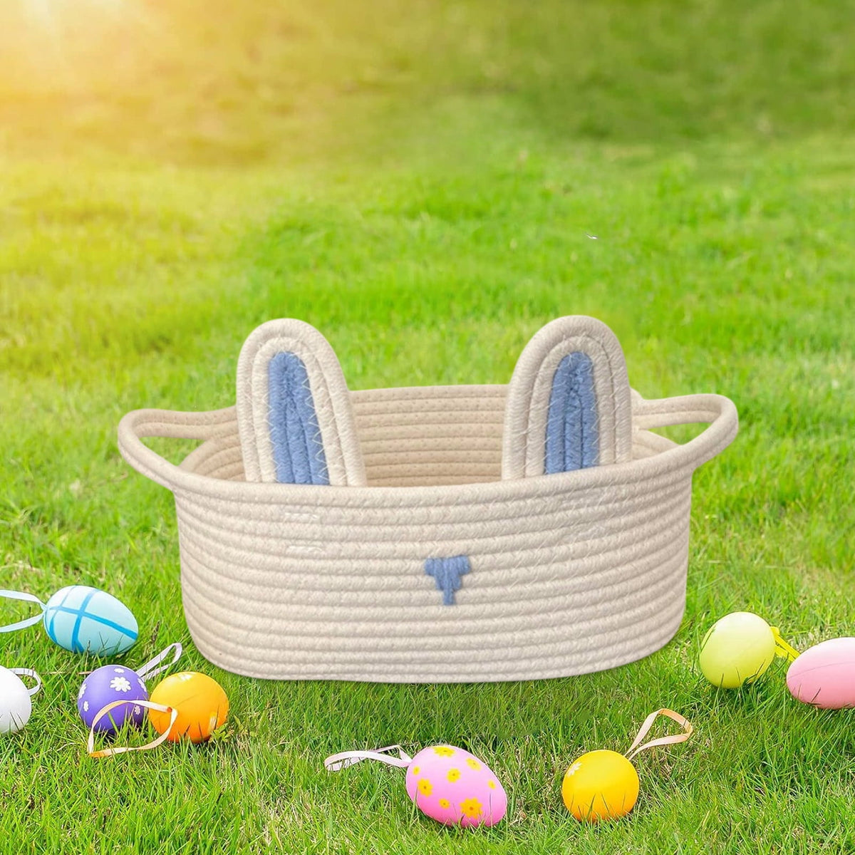 Adorable Easter Bunny Basket for Kids - Perfect Easter Gift, Cute Easter Bucket Bags with Rabbit Ears for Easter Eggs Hunting, Affordable & Festive Spring Decor As Show C