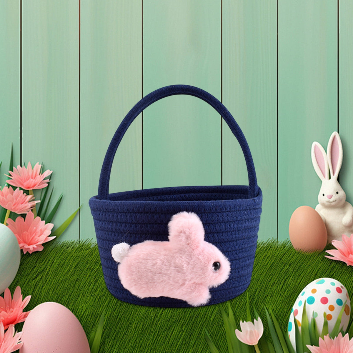 Adorable Easter Bunny Basket for Kids - Perfect Easter Gift, Cute Easter Bucket Bags with Rabbit Ears for Easter Eggs Hunting, Affordable & Festive Spring Decor As Show D