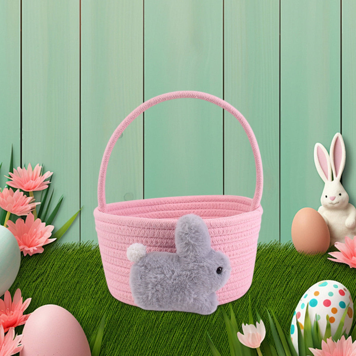 Adorable Easter Bunny Basket for Kids - Perfect Easter Gift, Cute Easter Bucket Bags with Rabbit Ears for Easter Eggs Hunting, Affordable & Festive Spring Decor As Show G