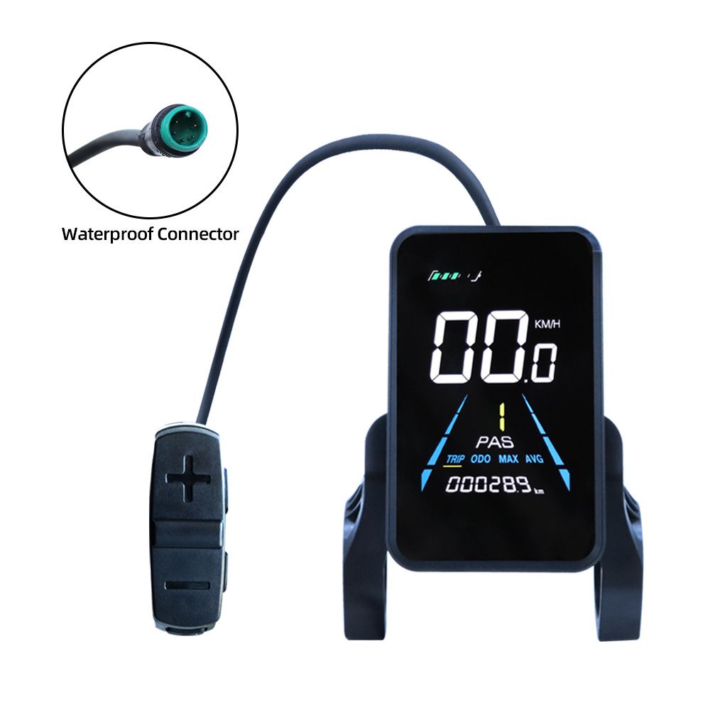 1 PCS Electric Bike Display Plastic+Metal 36V-72V Waterproof LCD Display NC-81F Electric Bike Panel Dashboard,Waterproof Connector, Black