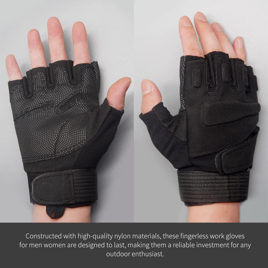 Fingerless Gloves, Knuckle Protective Breathable Lightweight Outdoor Gloves for Hunting, Motorcycling, Climbing