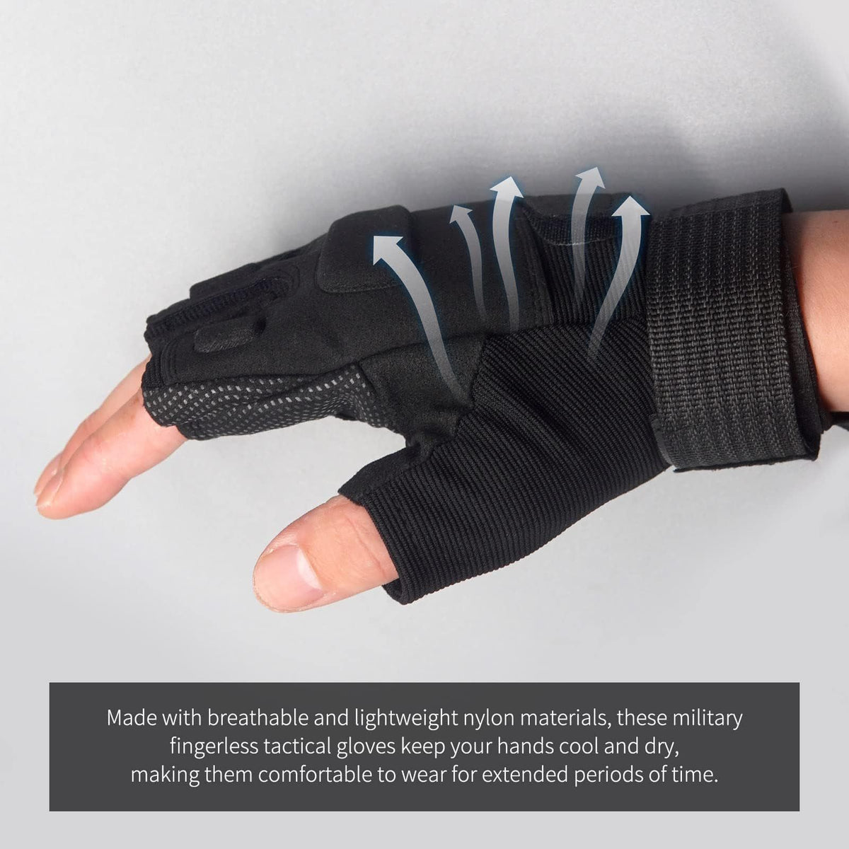 Fingerless Gloves, Knuckle Protective Breathable Lightweight Outdoor Gloves for Hunting, Motorcycling, Climbing