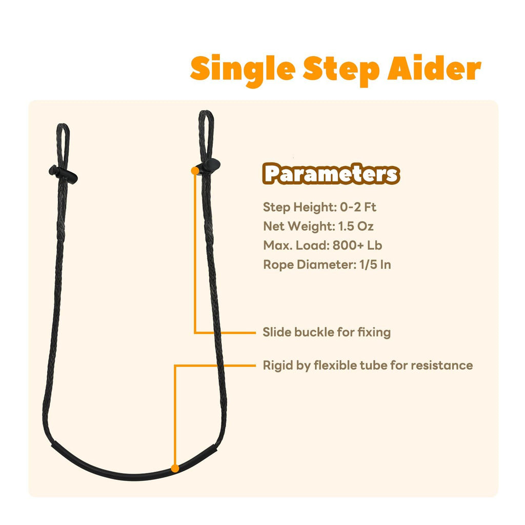 Climbing Stick Aider for Hunting, Daisy Chain Single Step Aider, Hand-Braided Lightweight Rope Ladder Tree Stand Step 3pcs