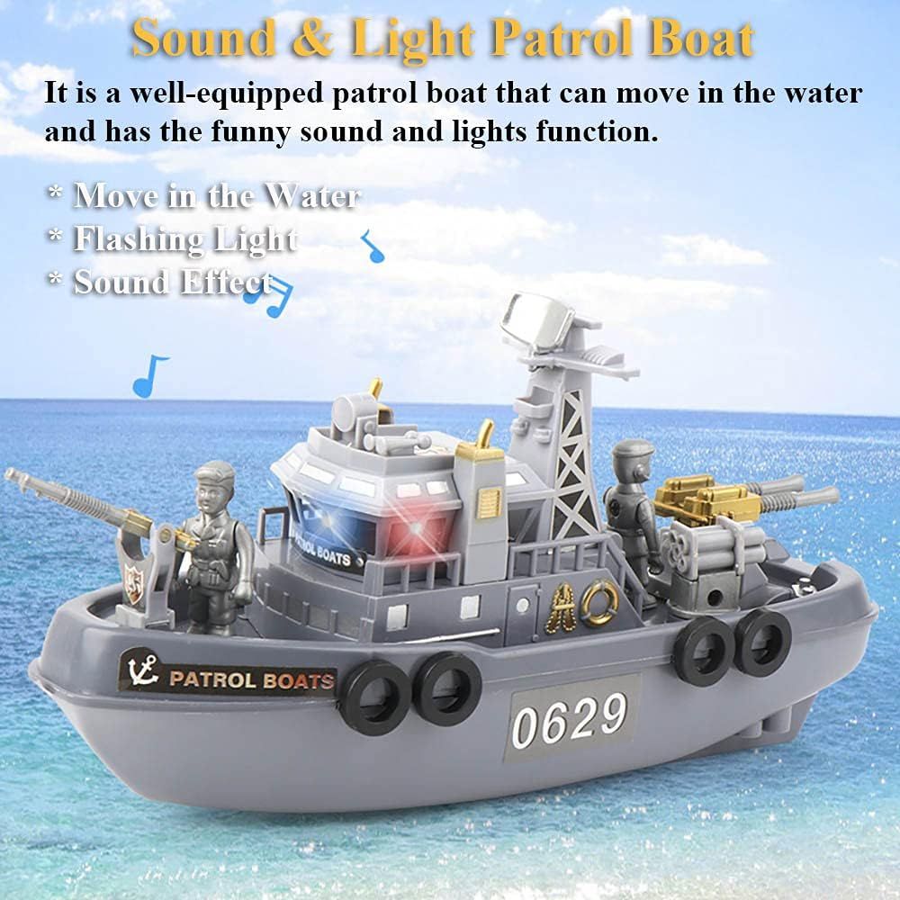 Patrol Boat Toy, Electric Ship Model Toy Coast Guard Vessel Military Ship Vessels Toy Warship Model Water Toy (Patrol Boat)