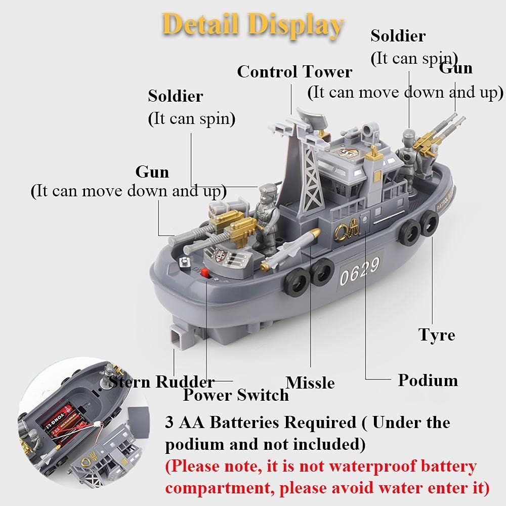Patrol Boat Toy, Electric Ship Model Toy Coast Guard Vessel Military Ship Vessels Toy Warship Model Water Toy (Patrol Boat)
