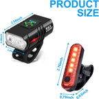 Bike Headlight and Tail Light Set: Bike Lights for Night Riding,USB Rechargeable, 2 Bright LED Headlights,6 Light Modes