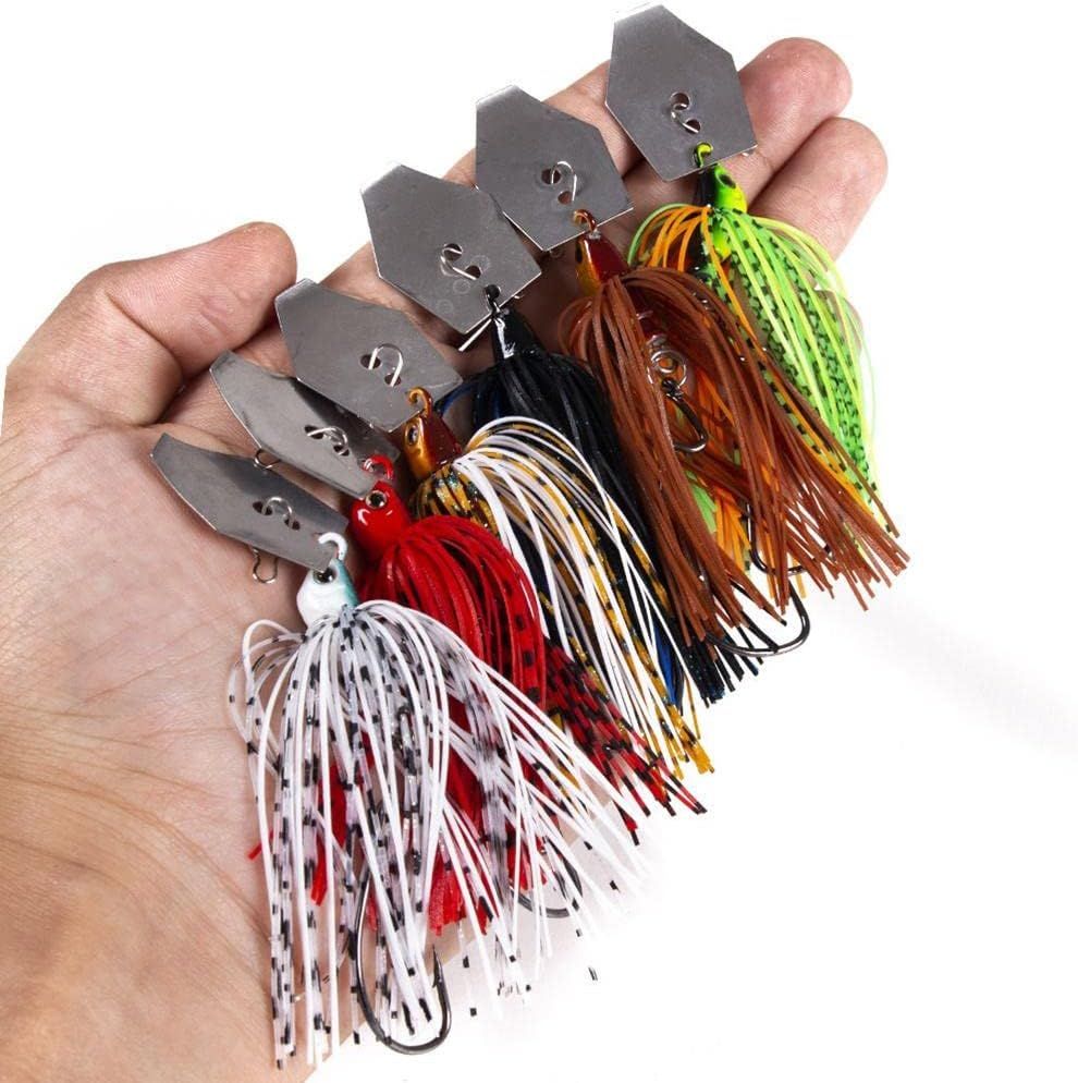Fishing Lures, 6Pcs 10cm 11g Bladed Jig Fishing Lures Multi Color Fishing Jigs for Bass Trout Walleye