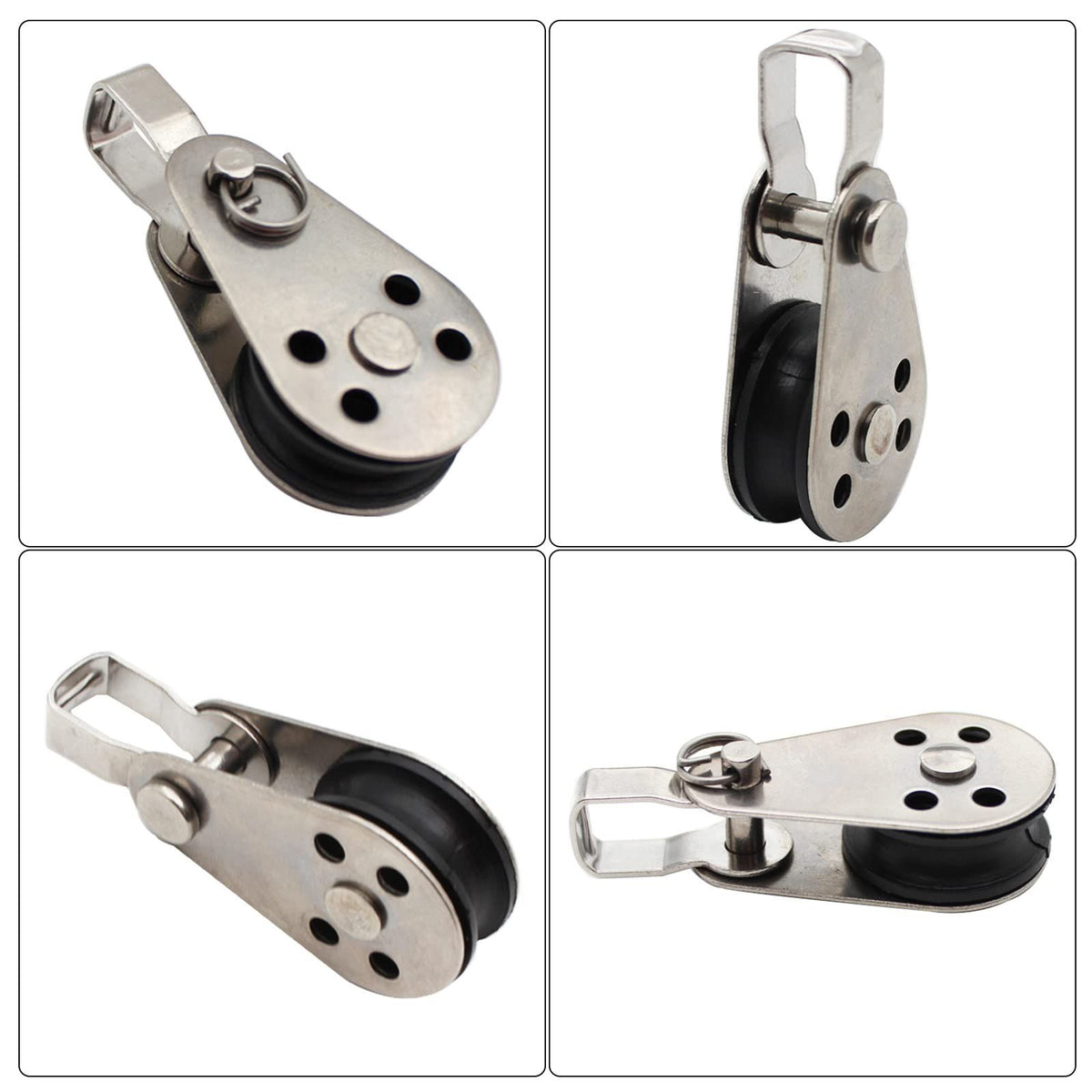 4PCS Stainless Steel Nylon Marine Pulley,Pulley Block Rope Rope Runner Kayak Pulley Single Pulley Bearing Block Rope Runner