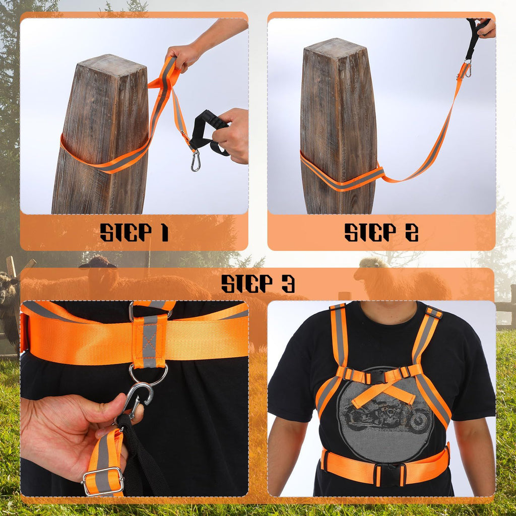 Deer Drag Strap and Dual Harness with Reflective Strips Heavy Duty Deer Dragging Rope Hunting for Hunters