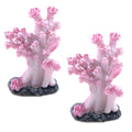 2Pcs Sea Coral Aquarium Ornament, Artificial Sea Coral Plants Decorations for Fish Tank and Aquarium(Pink)