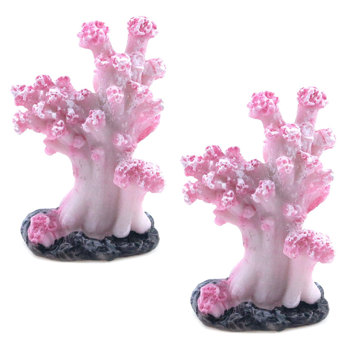 2Pcs Sea Coral Aquarium Ornament, Artificial Sea Coral Plants Decorations for Fish Tank and Aquarium(Pink)