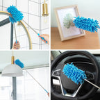 Microfiber Duster for Cleaning, Hand Washable Dusters with 2pcs Replaceable Microfiber Head, Extendable Pole