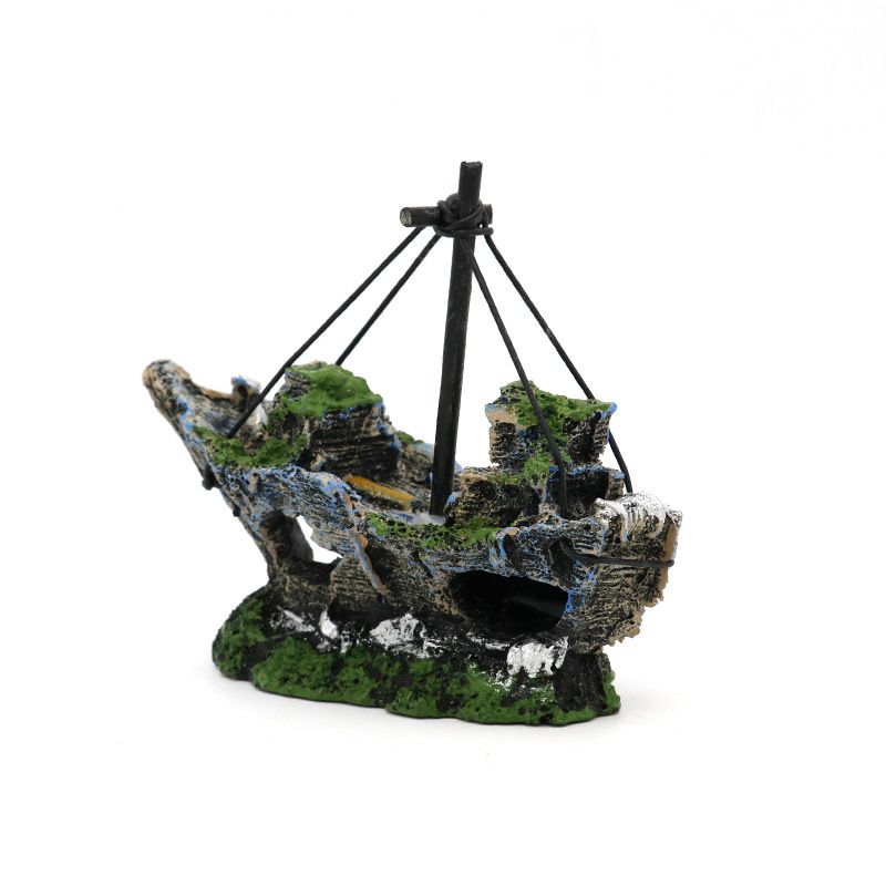 Aquarium Decoration, Fish Tank Ornaments Shipwreck Decor Sunken Ship for Freshwater Saltwater Tanks Pirate ship