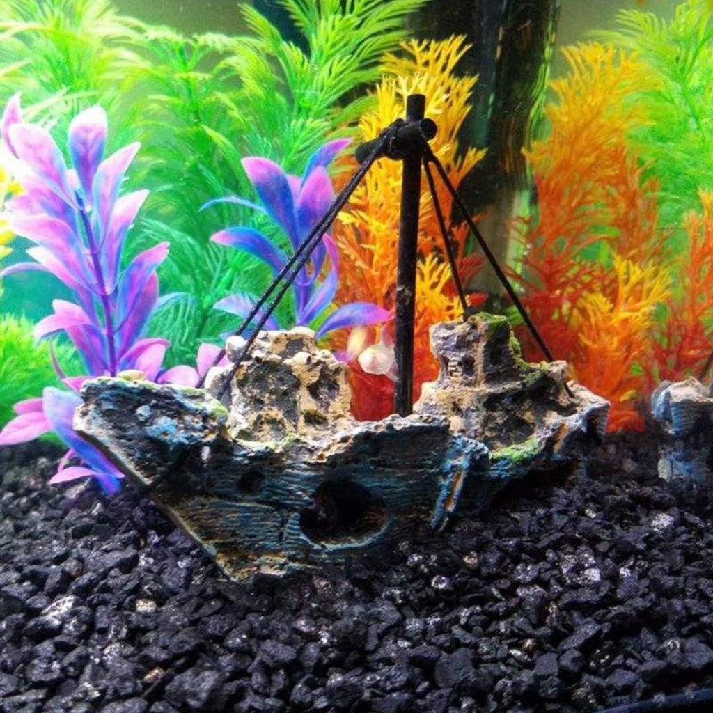 Aquarium Decoration, Fish Tank Ornaments Shipwreck Decor Sunken Ship for Freshwater Saltwater Tanks Pirate ship