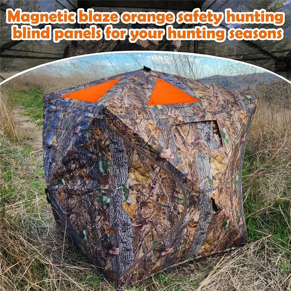 Set of 4 Safety Hunting Blind Panel Set – Magnetic Signal Panel with 12 Buttons & Storage Bag,Portable Blind Cover for Ground Blind Tree Stand
