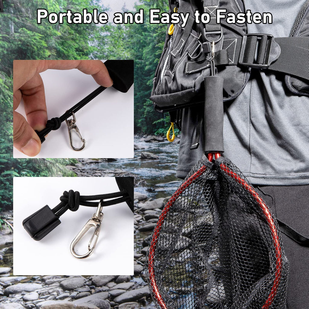 Fly Fishing Net Handle, Fishing Landing Nets Aluminum Alloy Frame, Rubber Coated Mesh Trout Net Kayak Fishing Nets