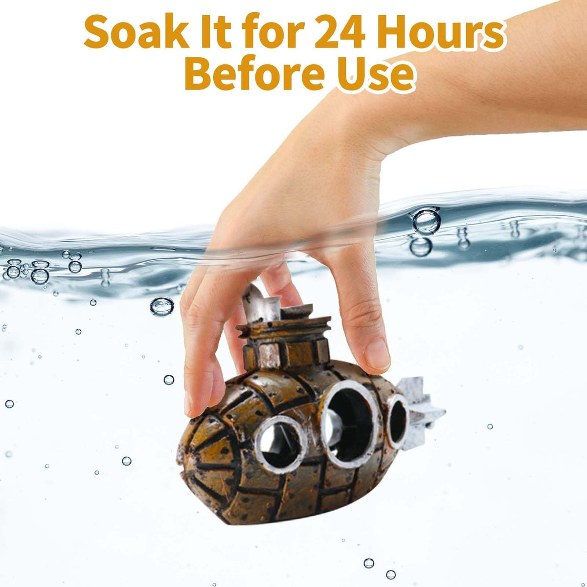Aquarium Air Bubbler Decoration, Realistic Submarine Ornament for Aquarium Fish Tank (Submarine-Brown)