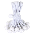 50pcs White Ball Bungee Heavy Duty Heavyweight 4 in Tarp Bungee Cords，Camping, Straps, Tent, Poles and Wires