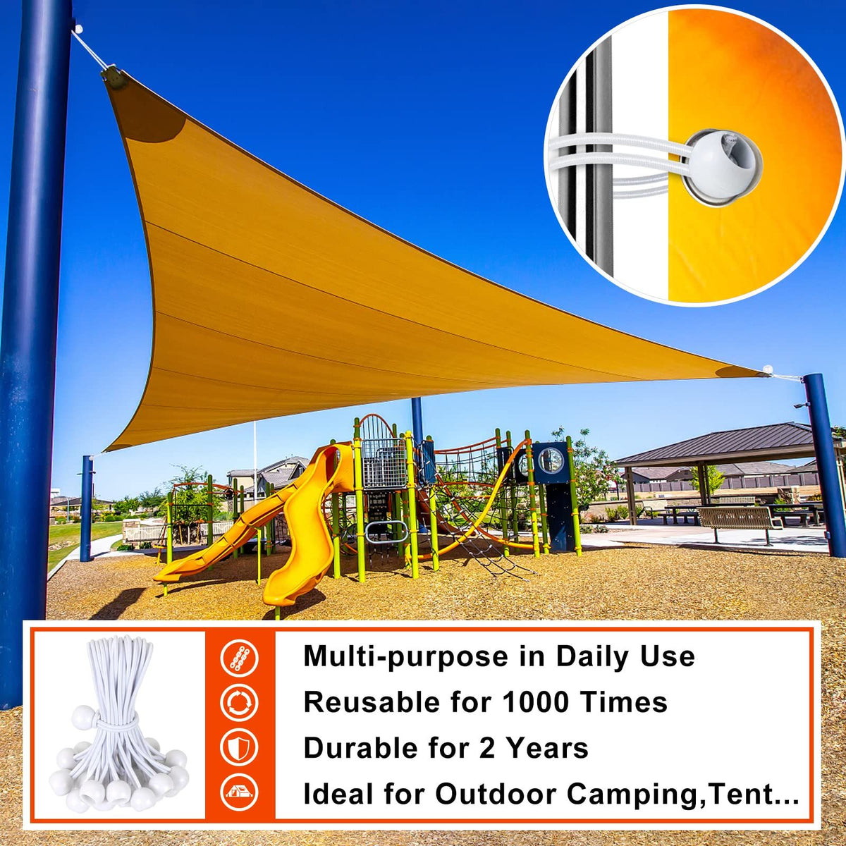 50pcs White Ball Bungee Heavy Duty Heavyweight 4 in Tarp Bungee Cords，Camping, Straps, Tent, Poles and Wires