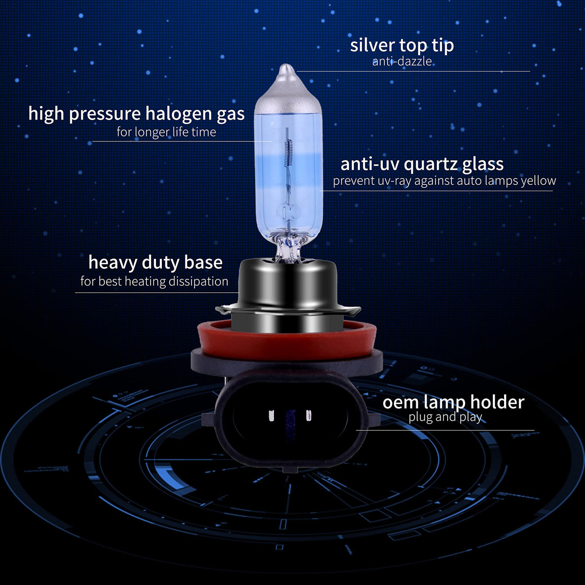6000K Cool White Light+100W High and Low Beam Headlight Bulb,Universal Headlight Repair Kit/Fog Light Bulb for Car Truck SUV