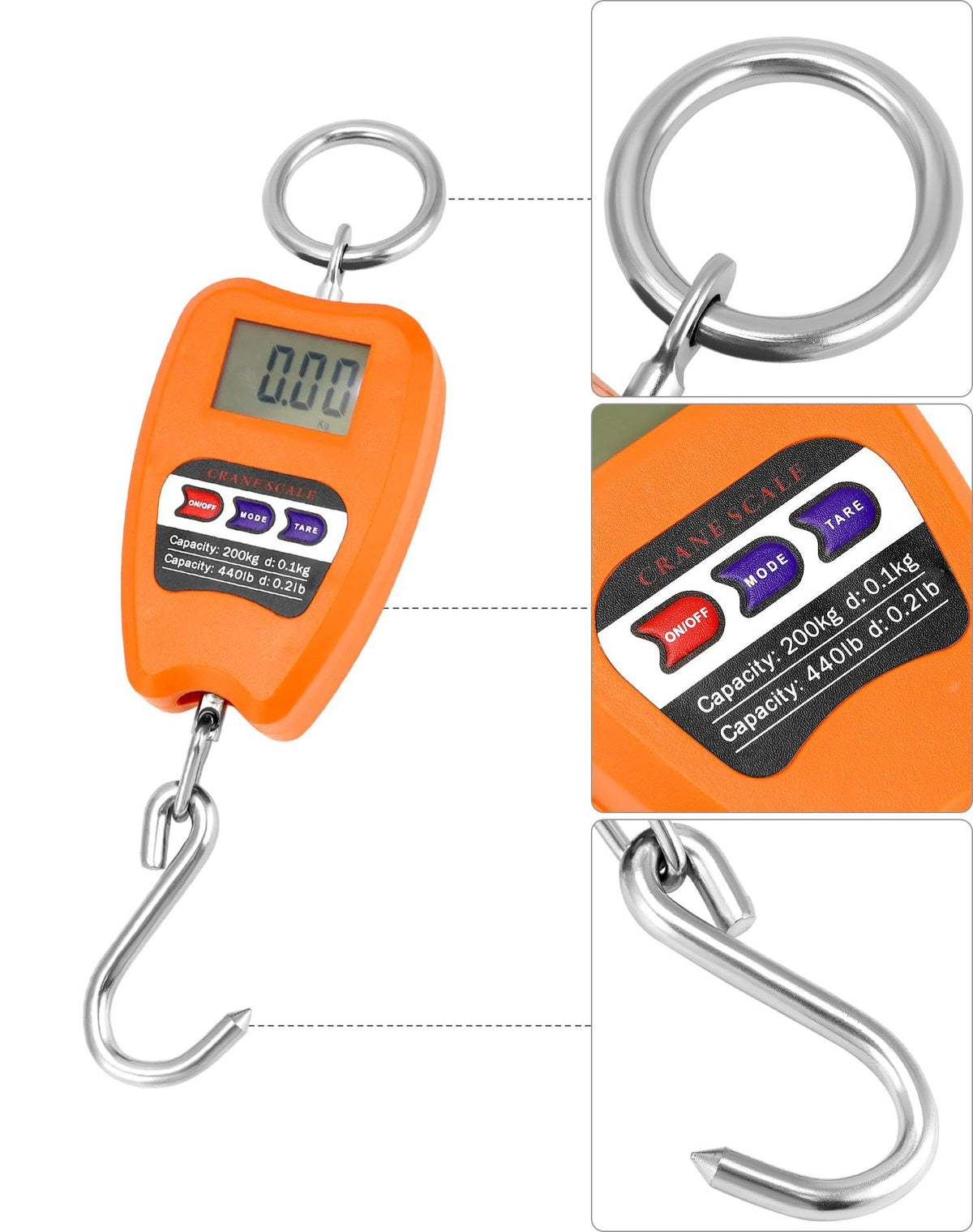 Hanging Weight Scale Industrial Heavy Duty for Farm, Hunting, Bow Draw Weight, Big Fish & Lift with Accurate Sensor Digital