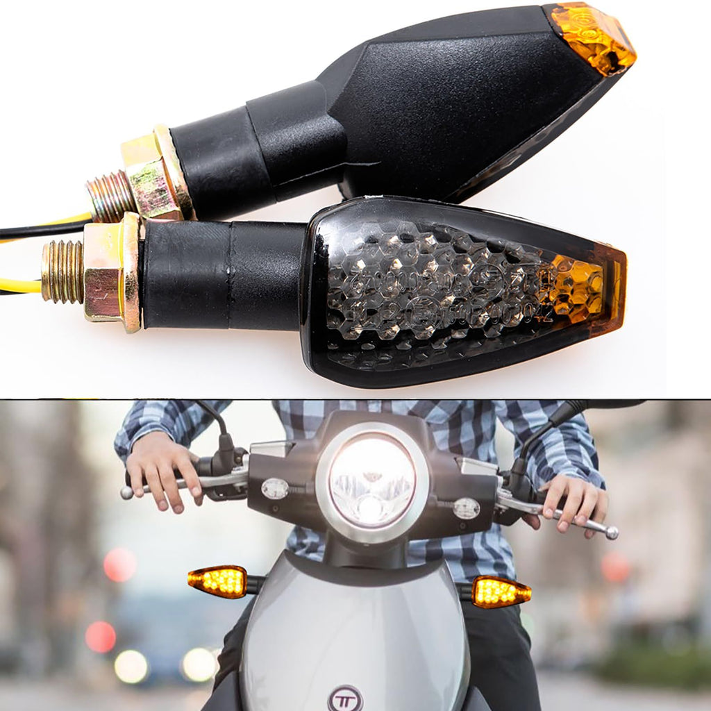 2 pcsMini Stalk Arrow Light Motorcycle Turn Signals Lights Universal Motorbike LED Indicator Blinker Amber Lamp