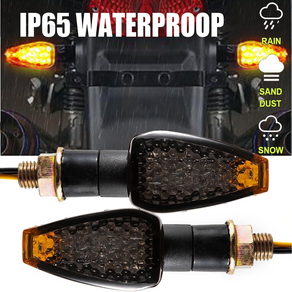 2 pcsMini Stalk Arrow Light Motorcycle Turn Signals Lights Universal Motorbike LED Indicator Blinker Amber Lamp
