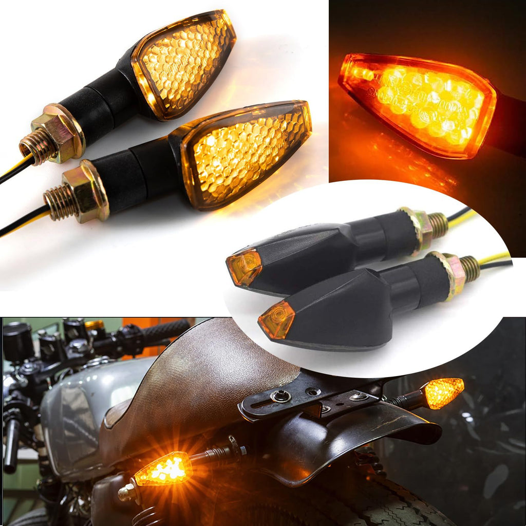 2 pcsMini Stalk Arrow Light Motorcycle Turn Signals Lights Universal Motorbike LED Indicator Blinker Amber Lamp