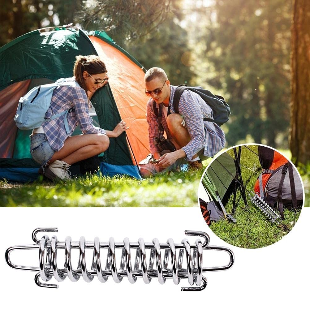 Tent Spring Buckle, 4Pcs Damping Spring Sunshade Heavy Duty Stainless Steel Awning Rope Tensioner Spring Camping Beach Tent
