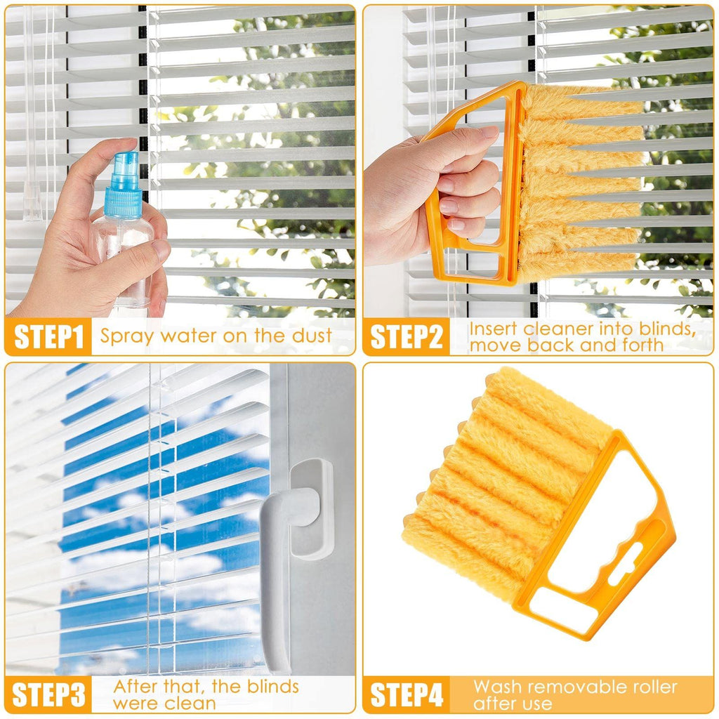 2 Pcs Blind Cleaner Duster Tool 7-Finger Dusting Cleaner Tool for Window & Air Conditioner Handheld Mini Duster Brush